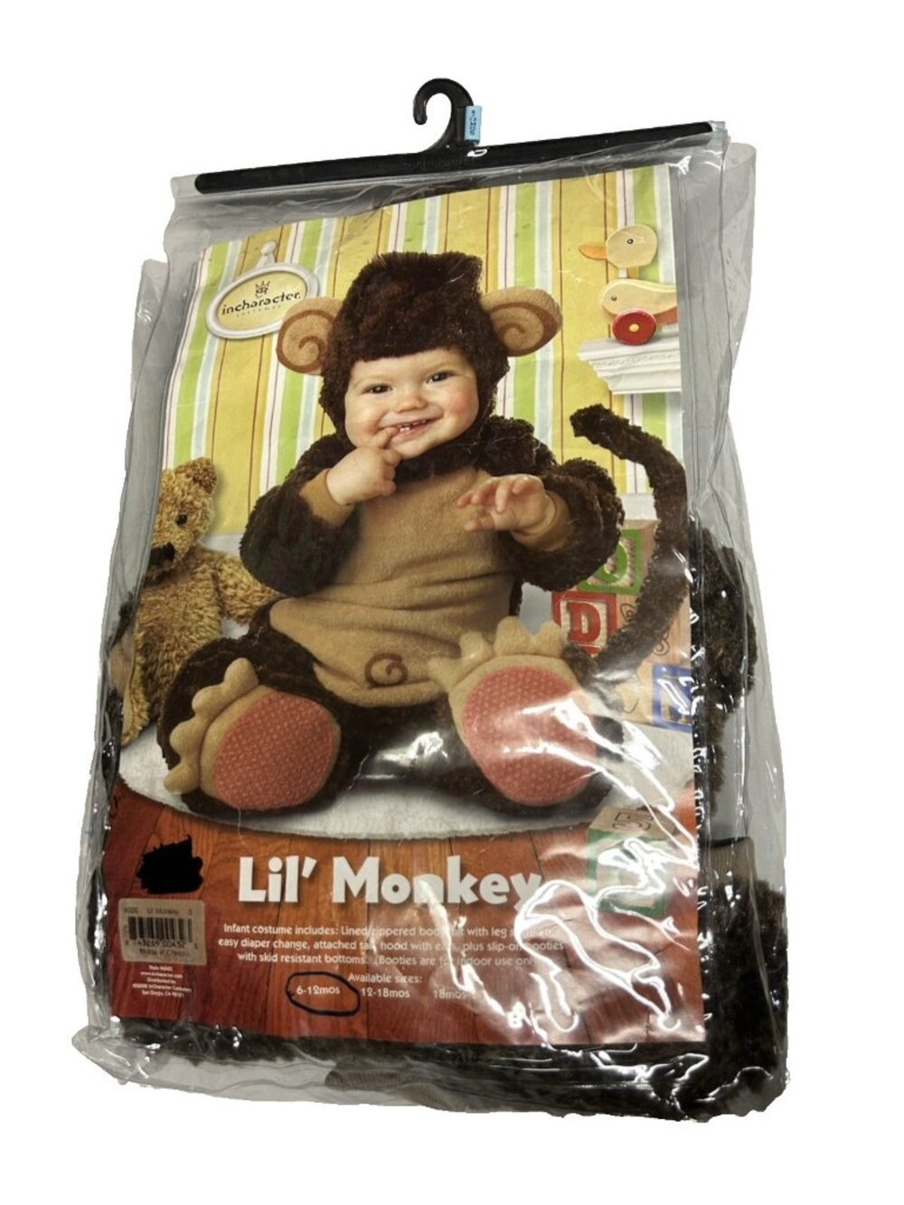 In Character Lil' Monkey Costume Baby Infant Size 6-12 Months Cute Halloween